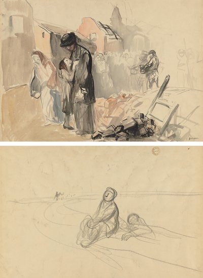 Rückerobertes Gebiet (recto) Zwei Figuren auf einer Straße (verso) von Jean Louis Forain