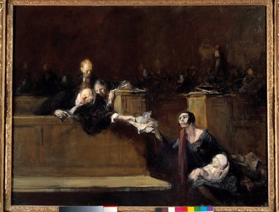 Gerichtsszene. Gemälde von Jean Louis Forain (1852-1931) 20. Jahrhundert von Jean Louis Forain