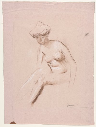 Sitzender Akt, viertes Viertel 1800er oder erstes Drittel 1900er von Jean Louis Forain