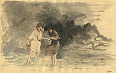 Es gibt Mais im Meer!, viertes Viertel 1800er oder erstes Drittel 1900er von Jean Louis Forain