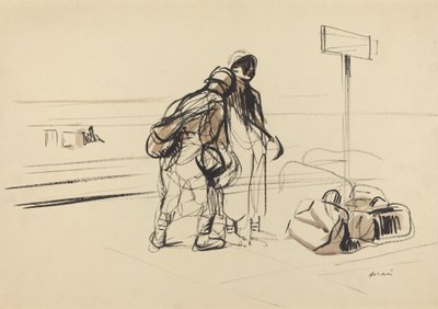 Zwei französische Soldaten in der Nähe eines Anschlagbretts von Jean Louis Forain