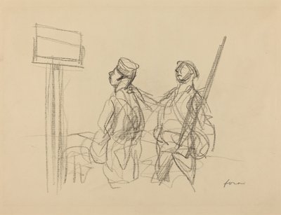 Zwei Soldaten betrachten ein Plakat, wahrscheinlich 1918 von Jean Louis Forain