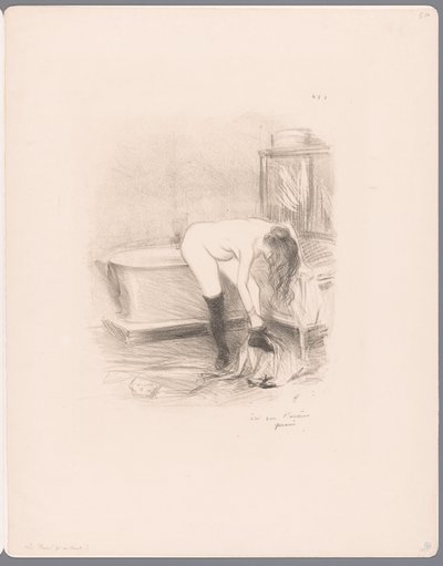Frau entkleidet sich im Badezimmer von Jean Louis Forain