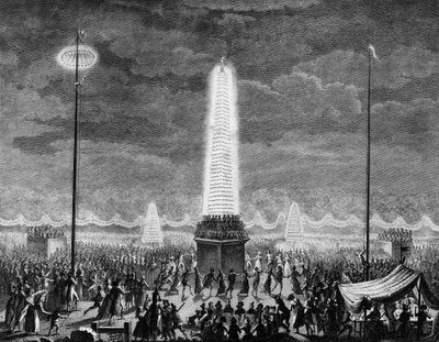Französische Revolution: Feste und Beleuchtungen auf den Champs-Élysées in Paris am 18. Juli von Jean Louis II (after) Prieur