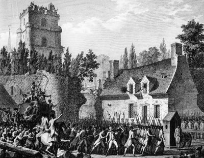 Französische Revolution: Pierre Victor de Besenval de Brunstatt, Baron de Besenval (1721-1791) am 10. August nach Brie Comte Robert geführt. von Jean Louis II (after) Prieur