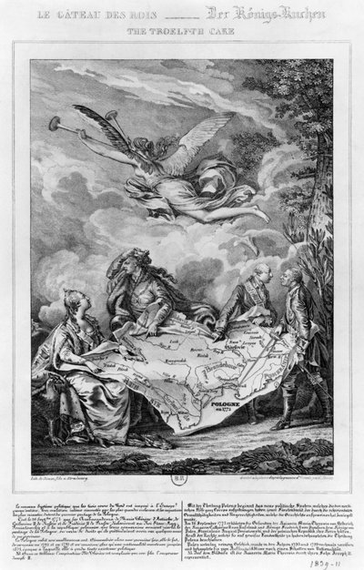 Die Troelfth-Kuchen, erste Teilung Polens am 26. September 1772, graviert von Noel Le Mire (1724-1800) von Jean Michel the Younger Moreau