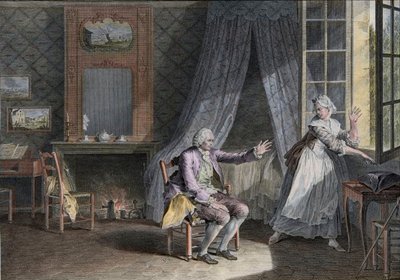 Die letzten Worte von Jean Jacques Rousseau (1712-1778), Genfer englischsprachiger Schriftsteller. Gravur aus dem Ende des 18. Jahrhunderts, nach Moreau le Jeune von Jean Michel the Younger Moreau
