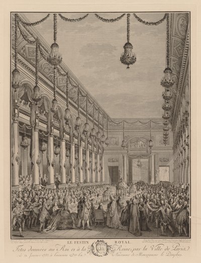Königliches Fest im Hôtel de Ville, 21. Januar 1782 von Jean Michel the Younger Moreau