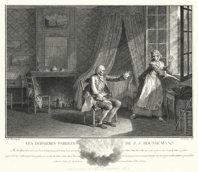 Die letzten Worte von Jean-Jacques Rousseau (Stich) von Jean Michel the Younger Moreau
