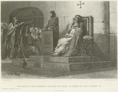 Der Leichnam von Papst Formosus wird auf Befehl von Papst Stephan VII. exhumiert und vor Gericht gestellt von Jean Paul Laurens