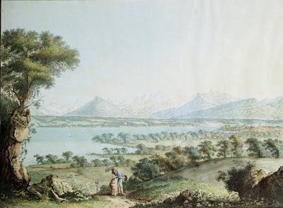 Blick auf den Mont Blanc mit Genf im Vordergrund, graviert von Jean Philippe Linck II und Jacob Philippe Hackert von Jean Philippe II Linck