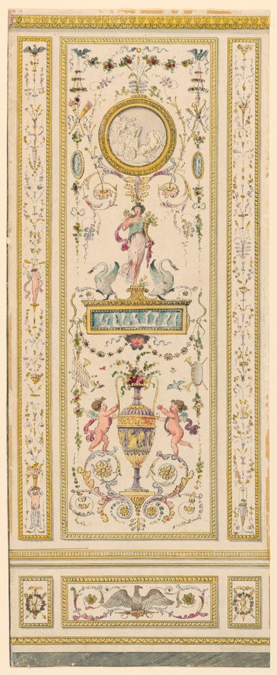 Zeichnung, Ornamentales Paneel, 1775–1800 von Jean Simeon Rousseau