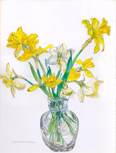 Narzissen in einer Vase mit schmalem Hals von Jean Swan Gordon