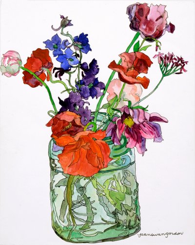 Rittersporn, Mohnblumen & andere im Glas, 2011 von Jean Swan Gordon