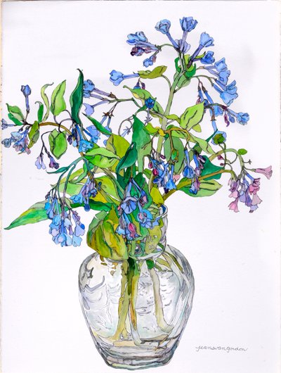 Virginia Blue Bells in schmalhalsiger Vase, 2006 von Jean Swan Gordon