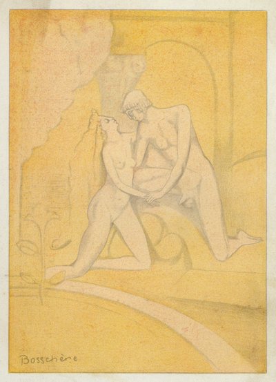Die Liebesbücher von Ovid: Greife auf Verspieltheit zurück und auf alles, was die Liebe erregen kann (Farblithografie) von Jean de Bosschere