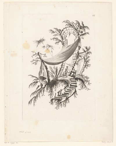 Figur mit Sonnenschirm unter Zelt von Jeanne Deny