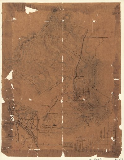 Topographische Karte des Eisenwerks Elizabeth Furnace, Augusta Co., Va., mit etwa 6250 Acres, Aug. 1867 von Jedediah Hotchkiss