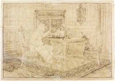 Skizze von "Schachspieler" von Jefferson David Chalfant