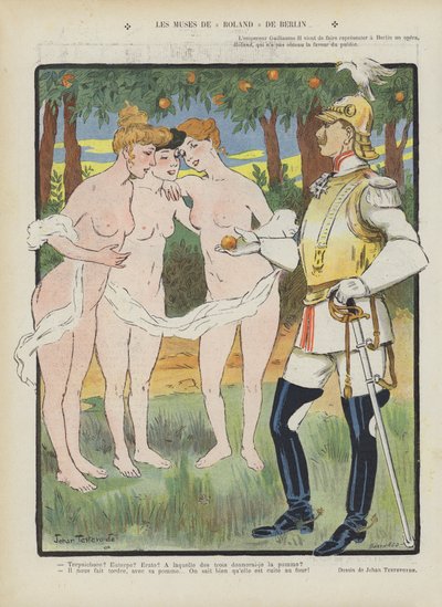 Die Musen von Roland von Berlin. Illustration für Le Rire von Jehan Testevuide