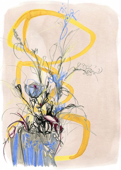 Abstrakte florale Skizze von Jenja Braun