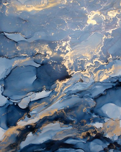 Tiefblaues Goldabstrakt von Jenny Nielsen