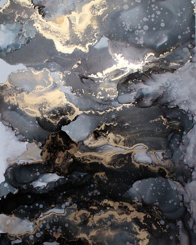 Goldener Abstrakter Tintenfluss von Jenny Nielsen