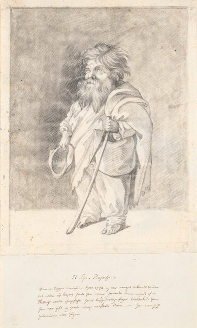 Der römische Zwerg Francesco Ravai, genannt Bajocco. Ganze Figur, Dreiviertelprofil nach links von Jens Juel