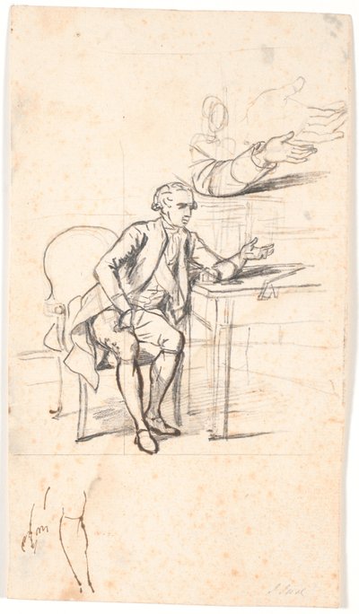 Studie zum Holmskiold-Familienbild von 1787: Geheimer Rat Theodor Holmskiold sitzt an einem Tisch von Jens Juel