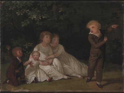 Die fünf Kinder des Künstlers in einem Garten. Studie von Jens Juel