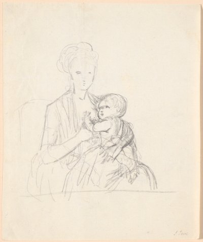Entwurf für das Porträt der Gräfin Sophie Magdalene Raben, geborene von Qualen, mit ihrem ältesten Sohn, geboren 1784 von Jens Juel