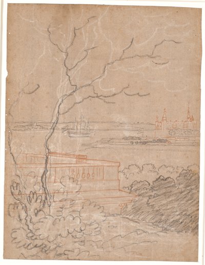 Aussicht von Marienlyst über Kronborg von Jens Juel