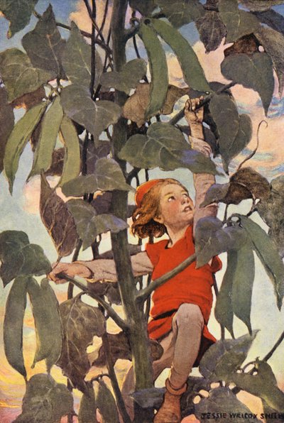 Hans und die Bohnenranke (Farblithografie) von Jessie Willcox Smith