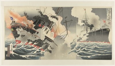Die große Seeschlacht am Eingang des Hafens von Port Arthur von Jinsai Rosetsu