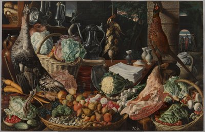 Küchenszene mit Christus in Emmaus von Joachim Beuckelaer