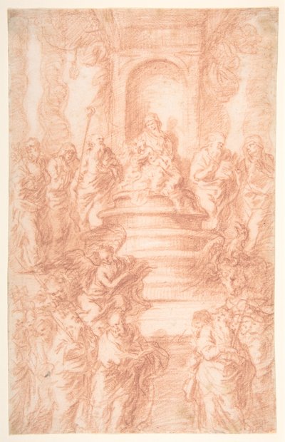 Die Heilige Sippe (Madonna mit Kind und St. Johannes) mit Propheten und Symbolen der vier Evangelisten von Joachim von Sandrart