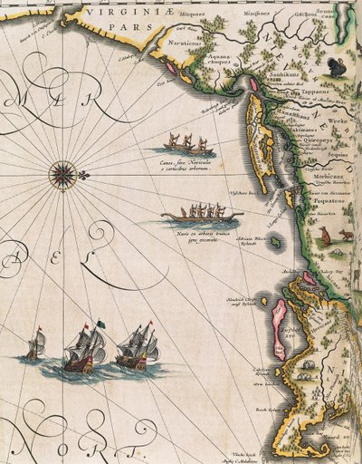 Karte der Küste von Virginia, aus Theatrum Orbis Terrarum von Joan Blaeu von Joan Blaeu
