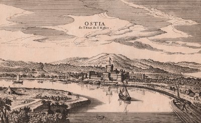 Perspektivische Ansicht der Stadt und des Hafens von Ostia von Joan Blaeu