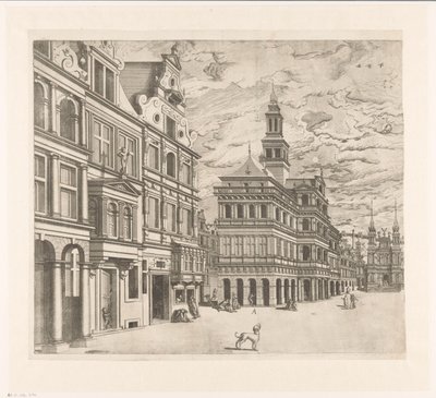 Ansicht eines Platzes mit monumentalen Bauwerken von Joannes van Doetechum (I)