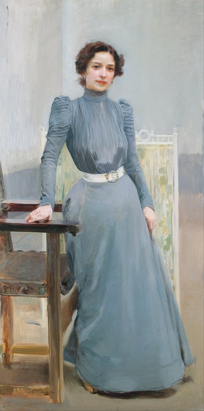 Clotilde in einem grauen Kleid von Joaquín Sorolla