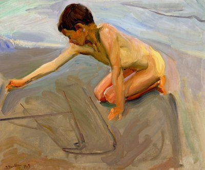 Zeichnen im Sand von Joaquín Sorolla