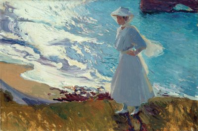 María am Strand von Biarritz oder Gegenlicht von Joaquín Sorolla