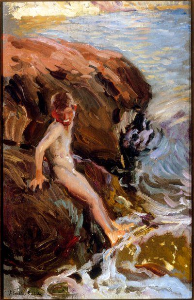 Kind auf den Felsen Jarea von Joaquin Sorolla y Bastida