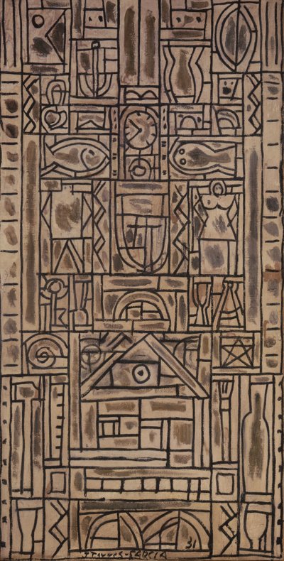Universelle symmetrische Komposition in Schwarz und Weiß von Joaquin Torres Garcia