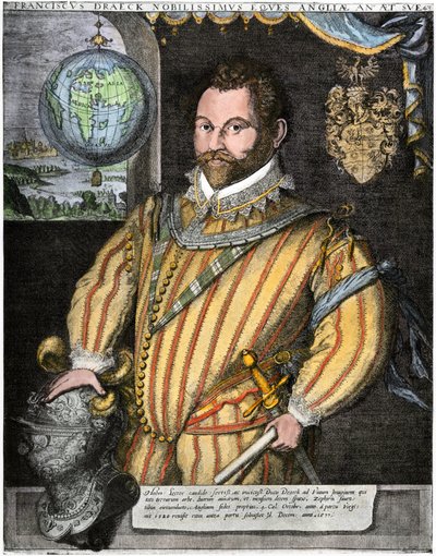Porträt von Sir Francis Drake (Gravur) von Jodocus Hondius