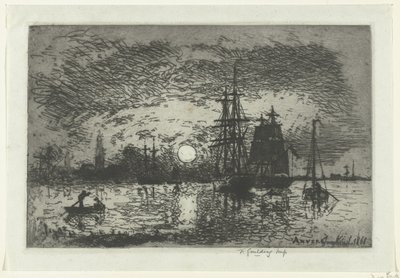 Sonnenuntergang am Hafen von Antwerpen von Johan Barthold Jongkind