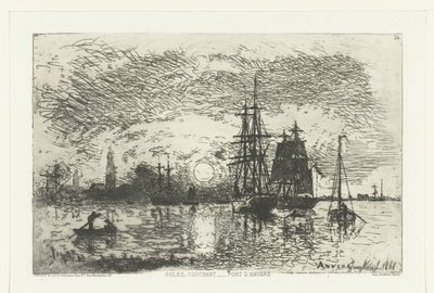 Sonnenuntergang am Hafen von Antwerpen von Johan Barthold Jongkind