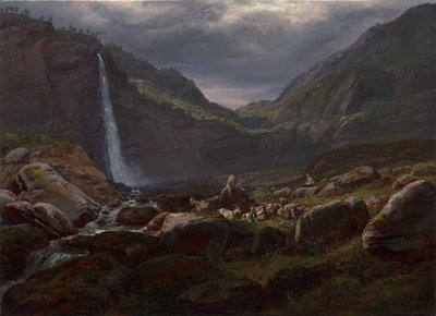 Feigenwasserfall (Feigefossen), Lysterfjord, Norwegen von Johan Christian Dahl
