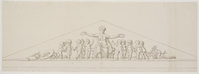Entwurf für ein Giebelfeld, das Wohlstand symbolisiert, mit Putti von Johan Christoph Petzold