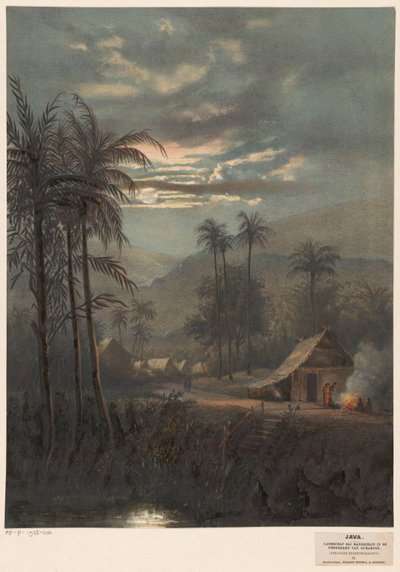 Landschaft bei Mondlicht in der Umgebung von Sumedang von Johan Conrad Greive